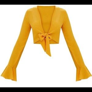 Mustard Tie Front Blouse